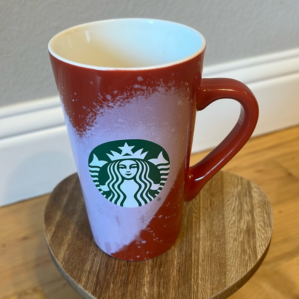 Starbucks Limited Edition 16 oz Tall Red/Pink Airbrush Mug for Coffee or Tea
